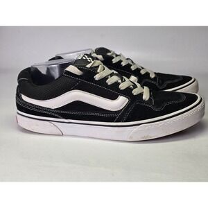 Vans Caldrone Mens Shoes Size 11 Triple Black White Suede Canvas Sneakers 500714